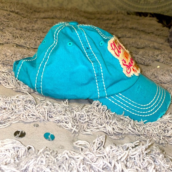 Cute, teal baseball style cap. "Classy with a side of savage" - Picture 2 of 4